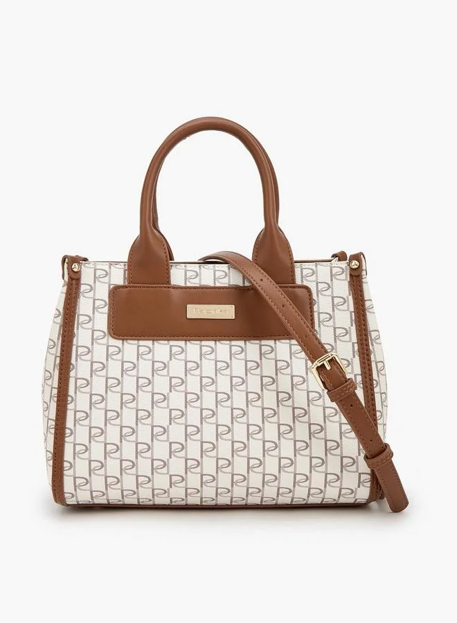 Paprika Monogram Print Tote Bag With Detachable Strap